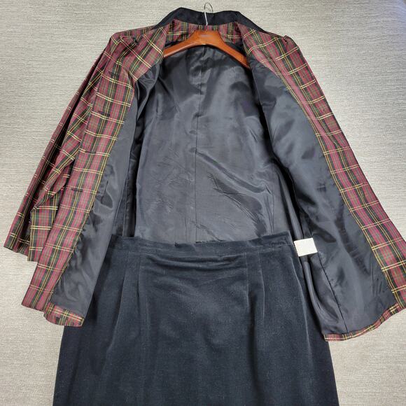 Chad Stevens Women’s 2-Piece Plaid Taffeta Velvet Suit Set Size 18 Made in USA - Picture 7 of 16